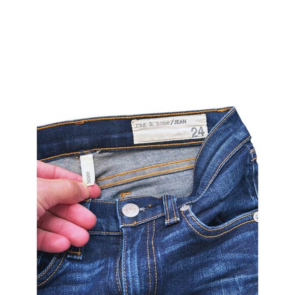 Rag & Bone Kensington Skinny Jeans Dark Wash 24 Classic Timeless Luxury Denim - Picture 4 of 6